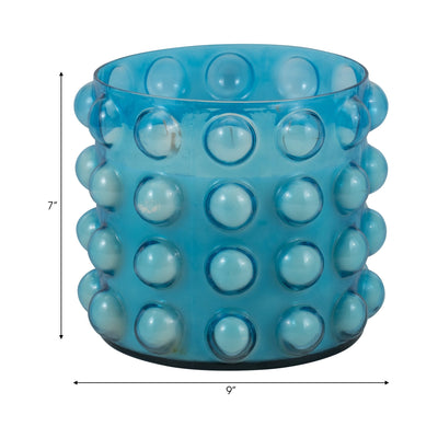 Glass, 9" 81 Oz Bubble Candle, Blue - Al Rugaib Furniture