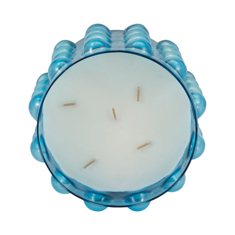 Glass, 9" 81 Oz Bubble Candle, Blue - Al Rugaib Furniture