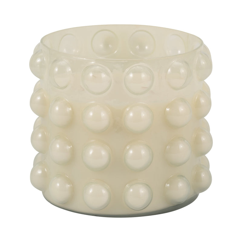 Glass, 9" 81 Oz Bubble Candle, Ivory - Al Rugaib Furniture