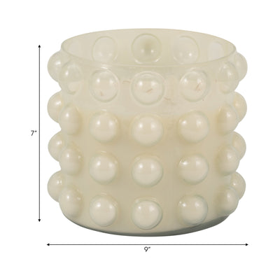 Glass, 9" 81 Oz Bubble Candle, Ivory - Al Rugaib Furniture