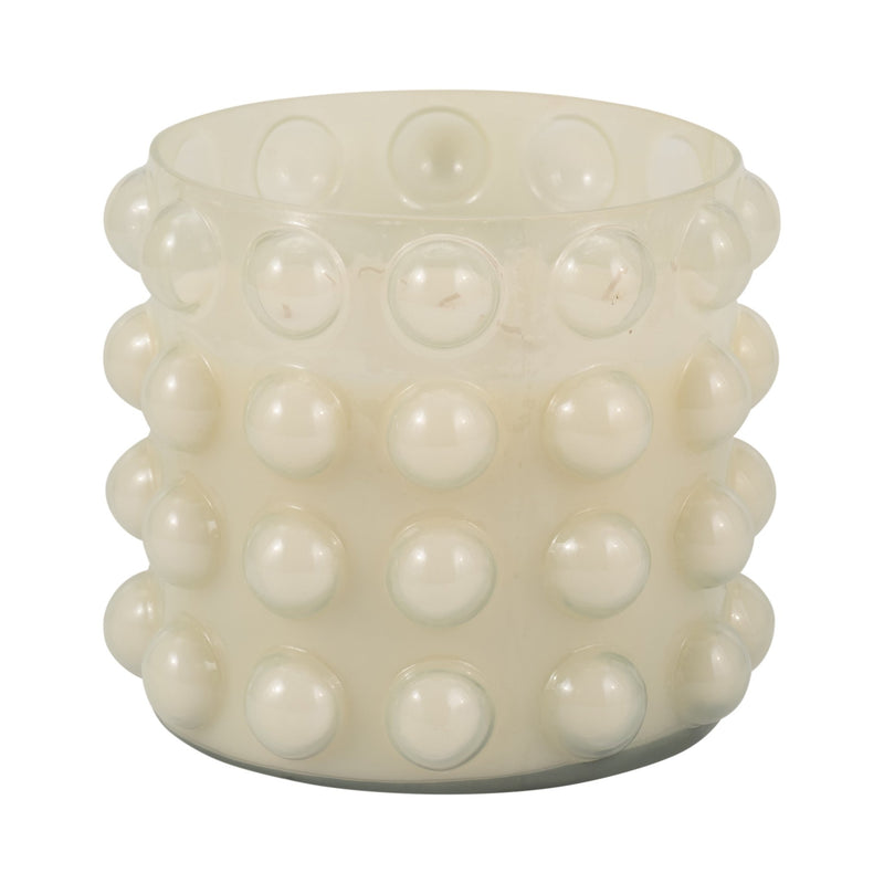 Glass, 9" 81 Oz Bubble Candle, Ivory - Al Rugaib Furniture
