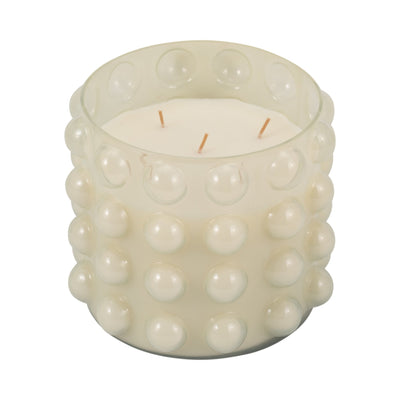 Glass, 9" 81 Oz Bubble Candle, Ivory - Al Rugaib Furniture