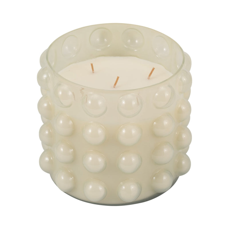 Glass, 9" 81 Oz Bubble Candle, Ivory - Al Rugaib Furniture