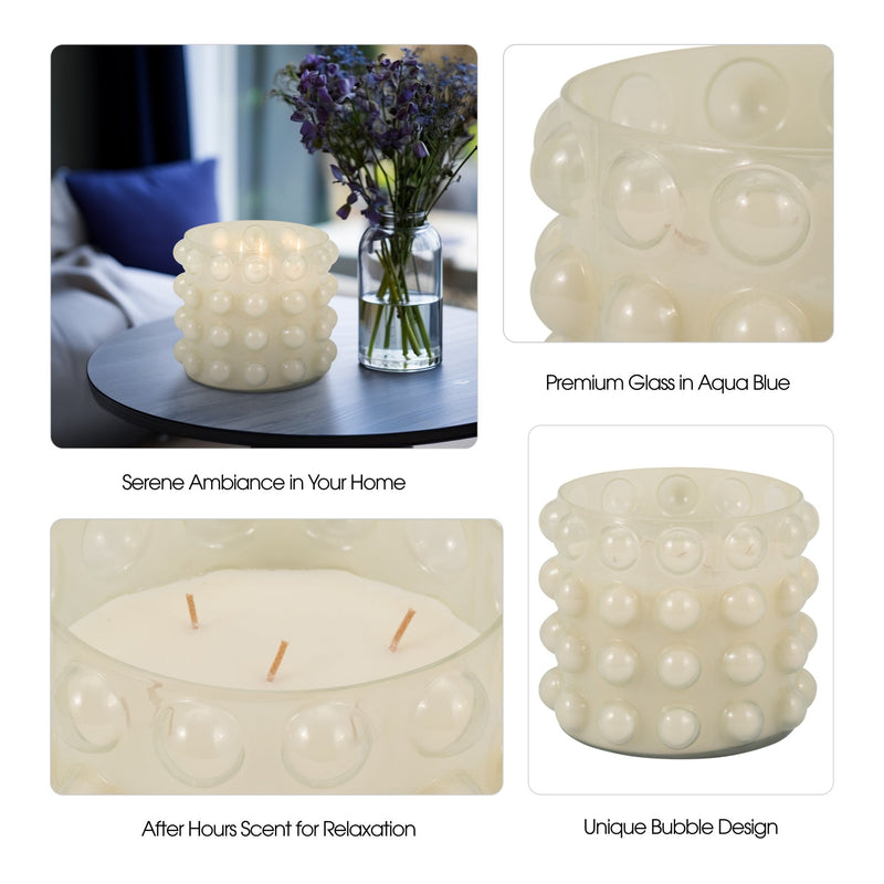 Glass, 9" 81 Oz Bubble Candle, Ivory - Al Rugaib Furniture