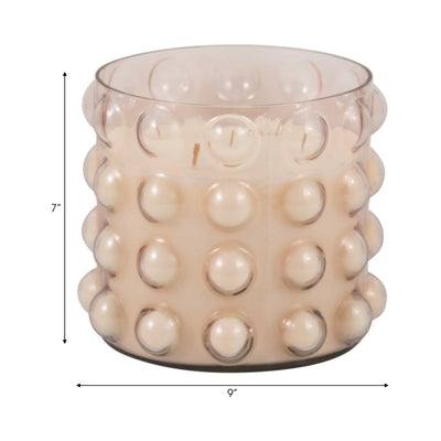 Glass, 9" 81 Oz Bubble Candle, Pink - Al Rugaib Furniture