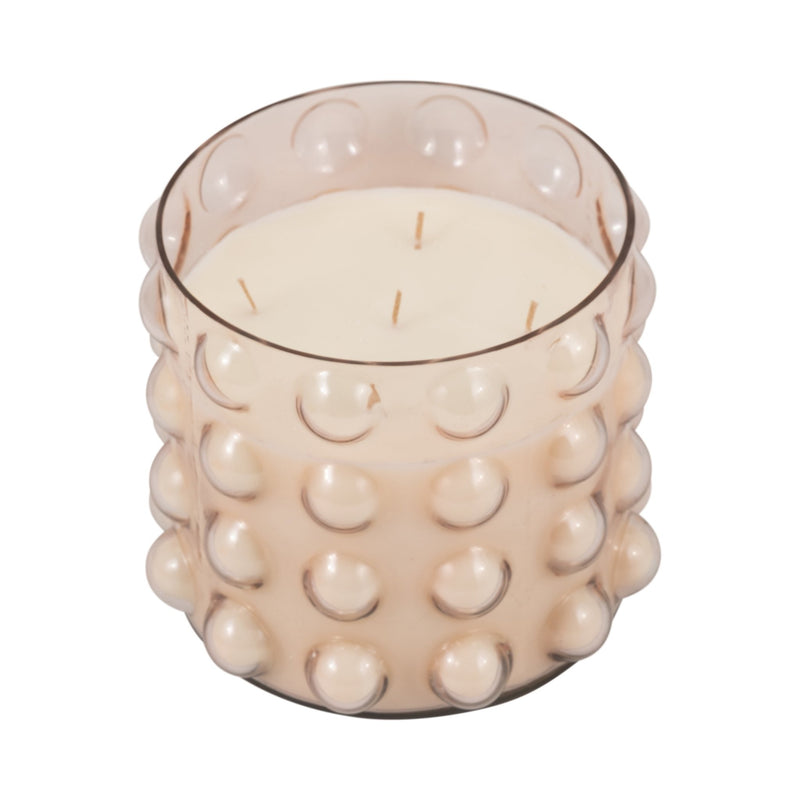 Glass, 9" 81 Oz Bubble Candle, Pink - Al Rugaib Furniture
