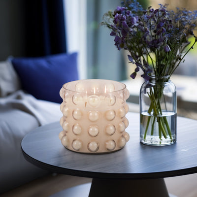 Glass, 9" 81 Oz Bubble Candle, Pink - Al Rugaib Furniture