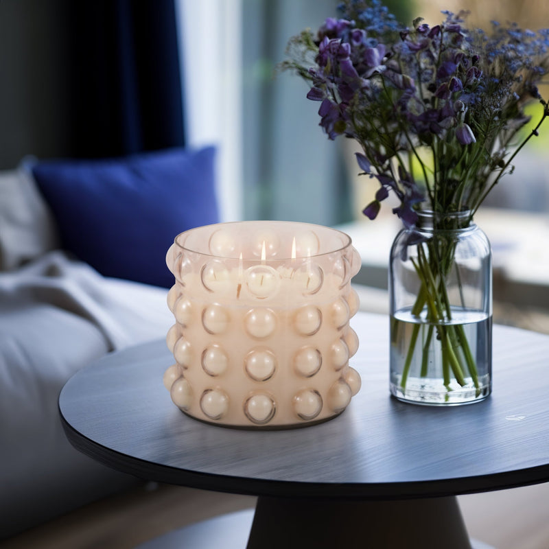 Glass, 9" 81 Oz Bubble Candle, Pink - Al Rugaib Furniture