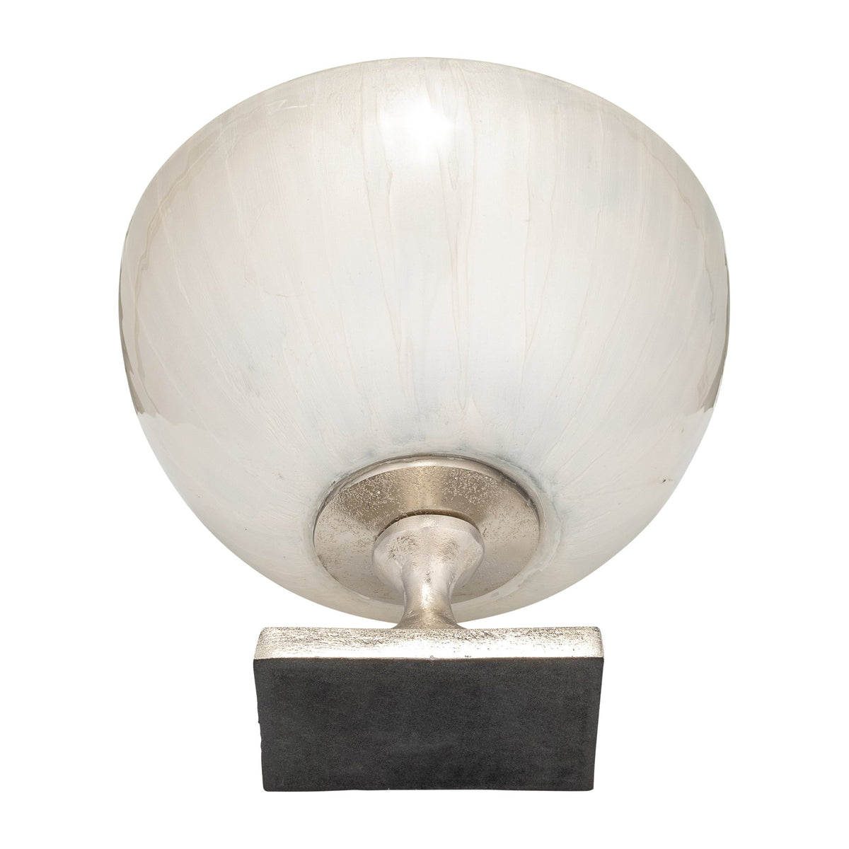 GLASS, 9" BOWL W/ METAL STAND, PEARL WHITE Bowl| Sagebrook Home