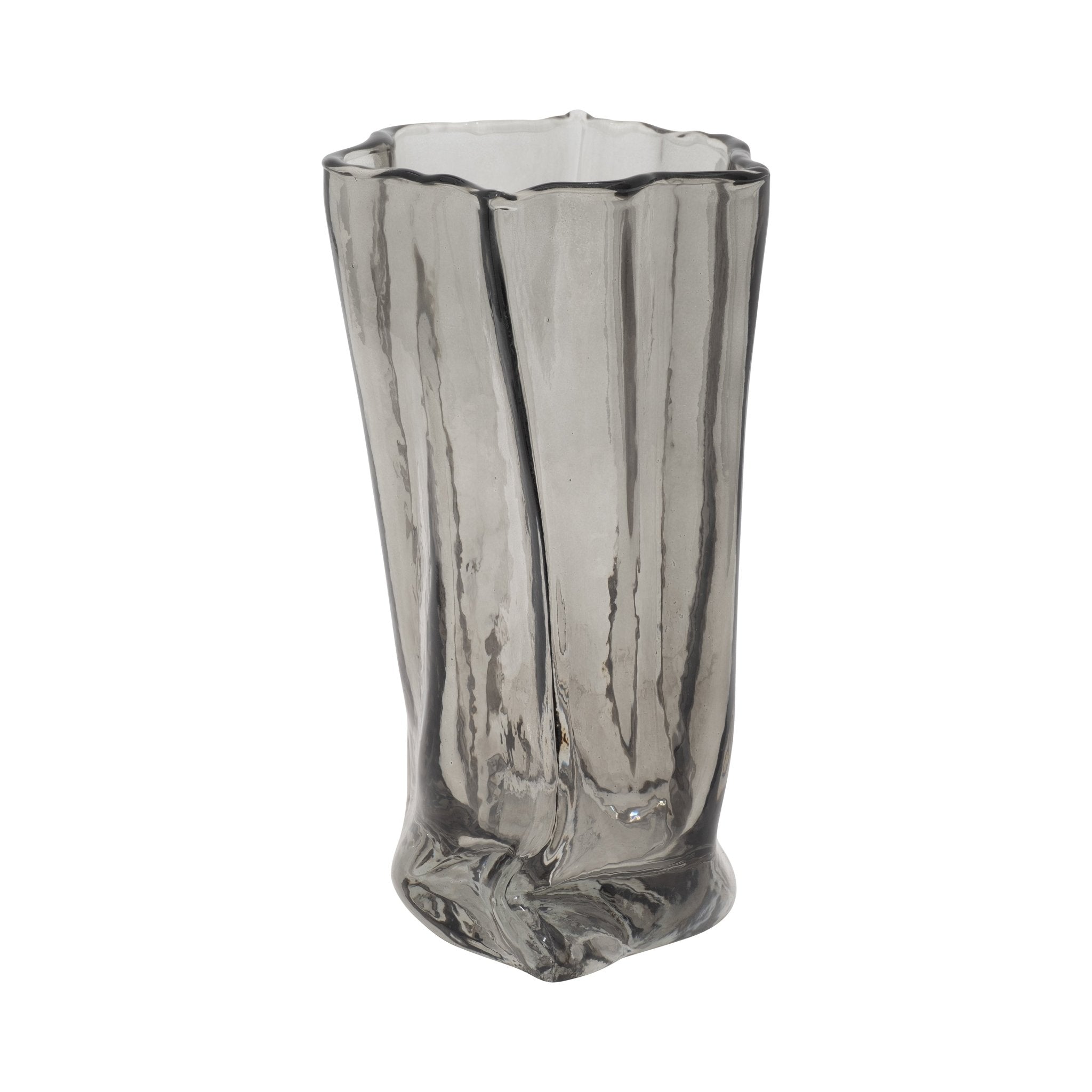 GLASS, 9" PAPER BAG VASE, SMOKE Vases and Jars| Sagebrook Home