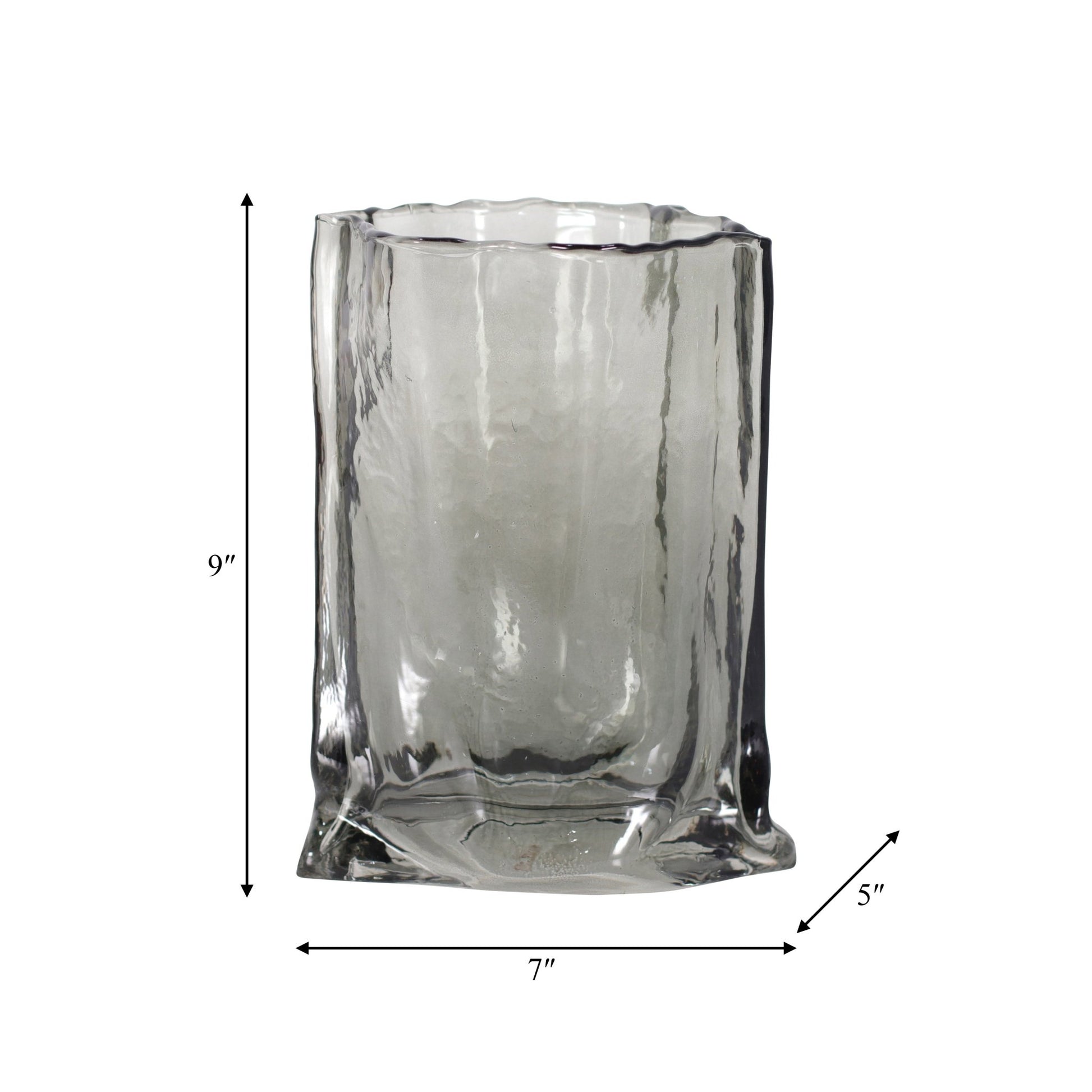 GLASS, 9" PAPER BAG VASE, SMOKE Vases and Jars| Sagebrook Home