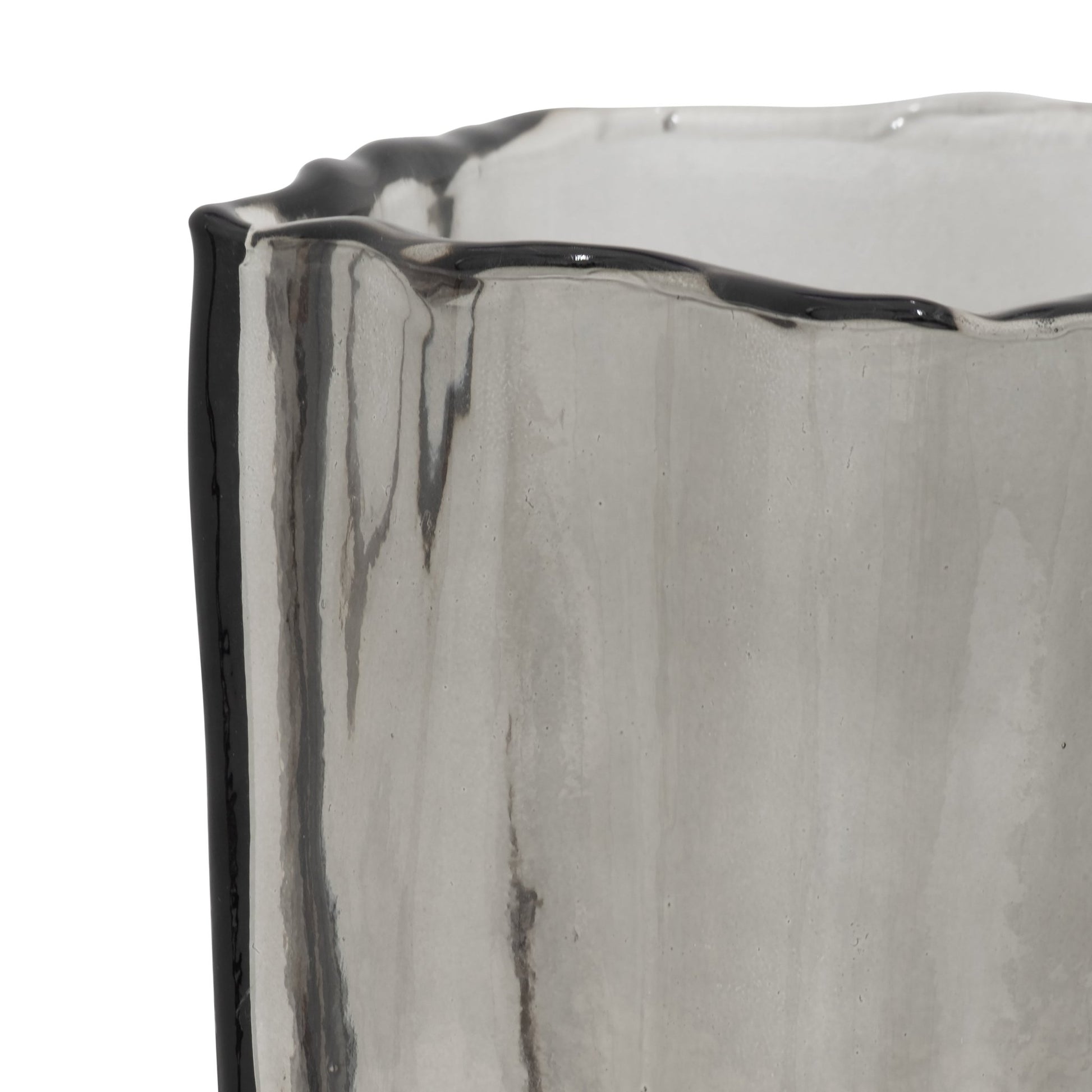 GLASS, 9" PAPER BAG VASE, SMOKE Vases and Jars| Sagebrook Home