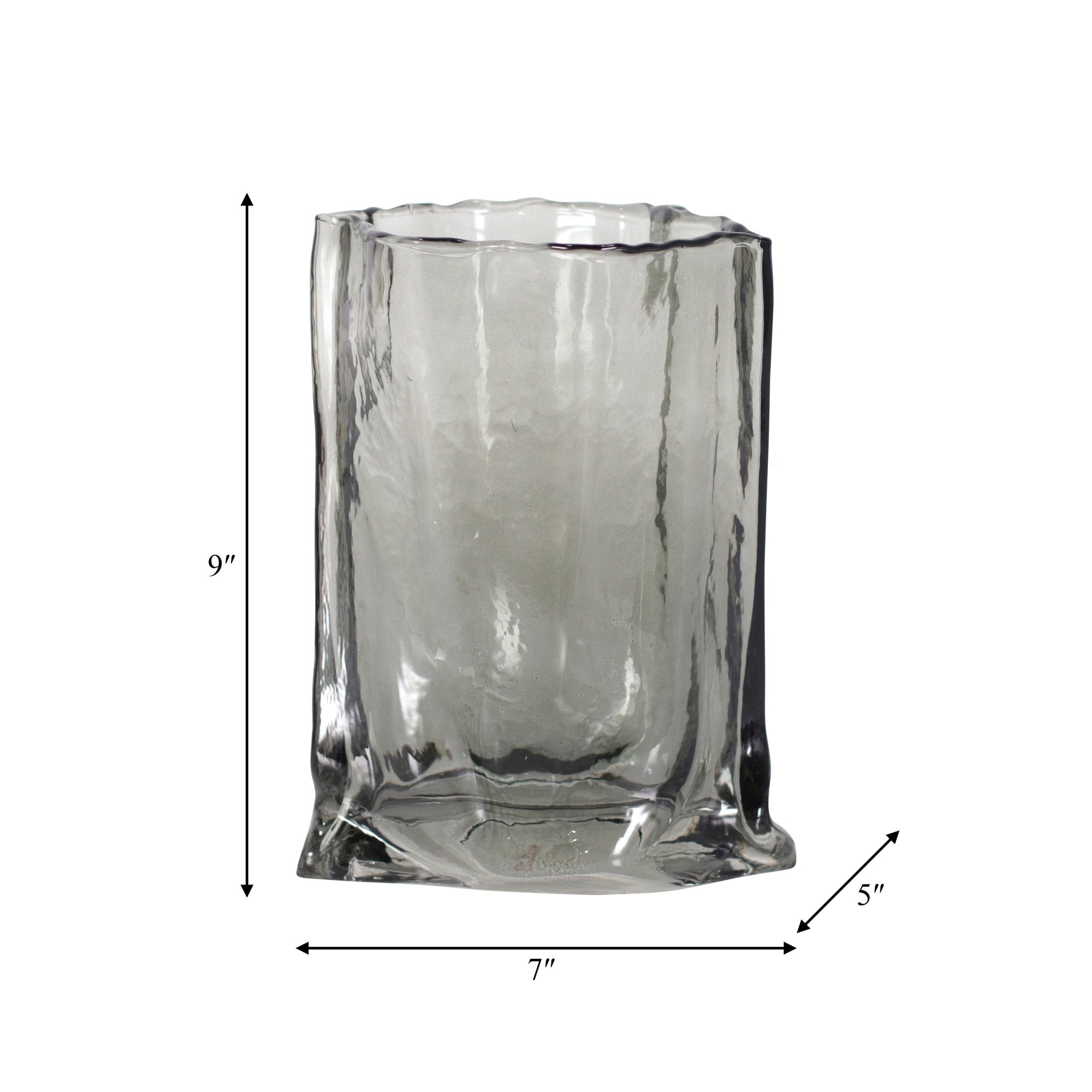 GLASS, 9" PAPER BAG VASE, SMOKE Vases and Jars| Sagebrook Home