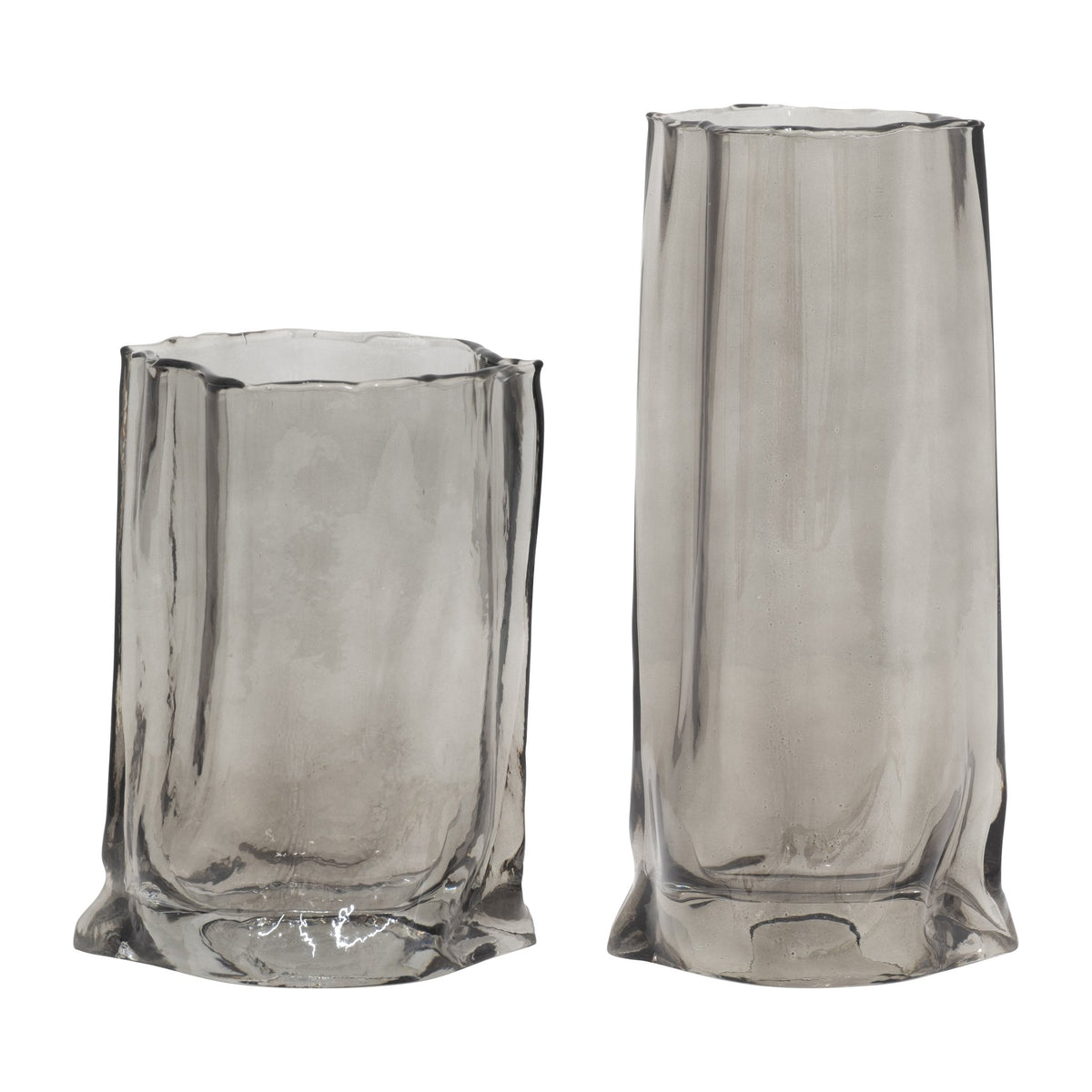 GLASS, 9" PAPER BAG VASE, SMOKE Vases and Jars| Sagebrook Home