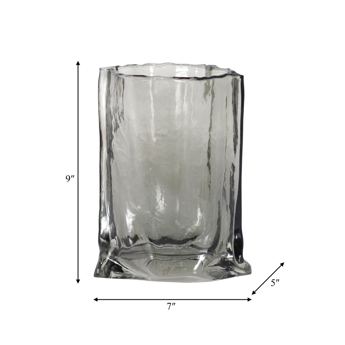 GLASS, 9" PAPER BAG VASE, SMOKE Vases and Jars| Sagebrook Home