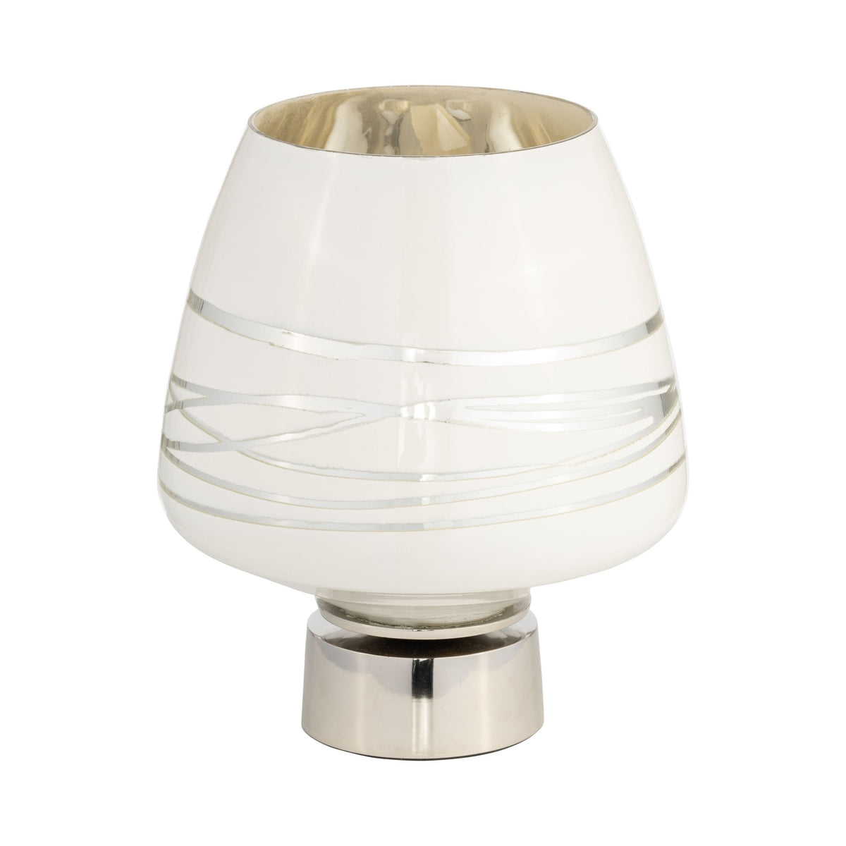 GLASS, 9" VASE W/ SILVER BASE, WHITE Vases and Jars| Sagebrook Home