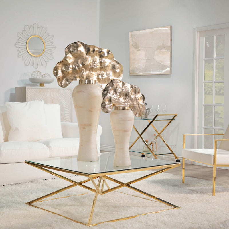 GLASS BOTTLE W/ ALUMINUM TOP 46.5", OPAL - Al Rugaib Furniture