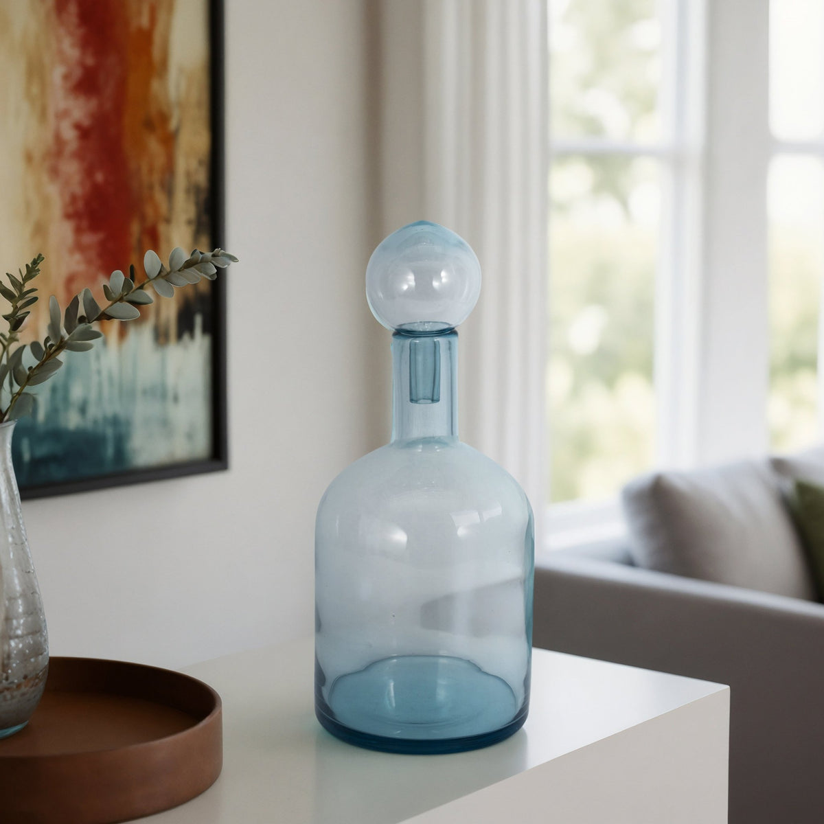 Glass Bottle With Stopper, Light Blue Vases and Jars| Sagebrook Home