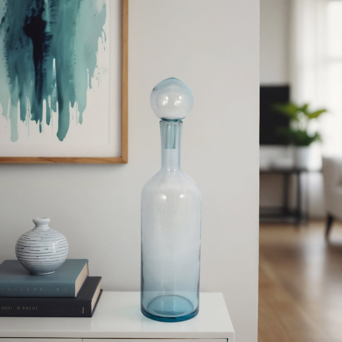 Glass Bottle With Stopper, Light Blue Vases and Jars| Sagebrook Home