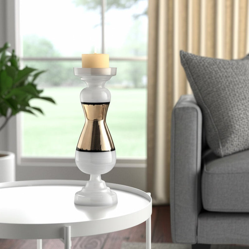 GLASS, CANDLE HOLDER, WHITE - Al Rugaib Furniture