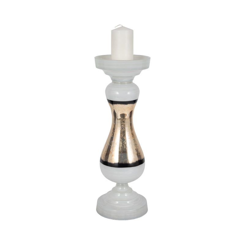GLASS, CANDLE HOLDER, WHITE - Al Rugaib Furniture