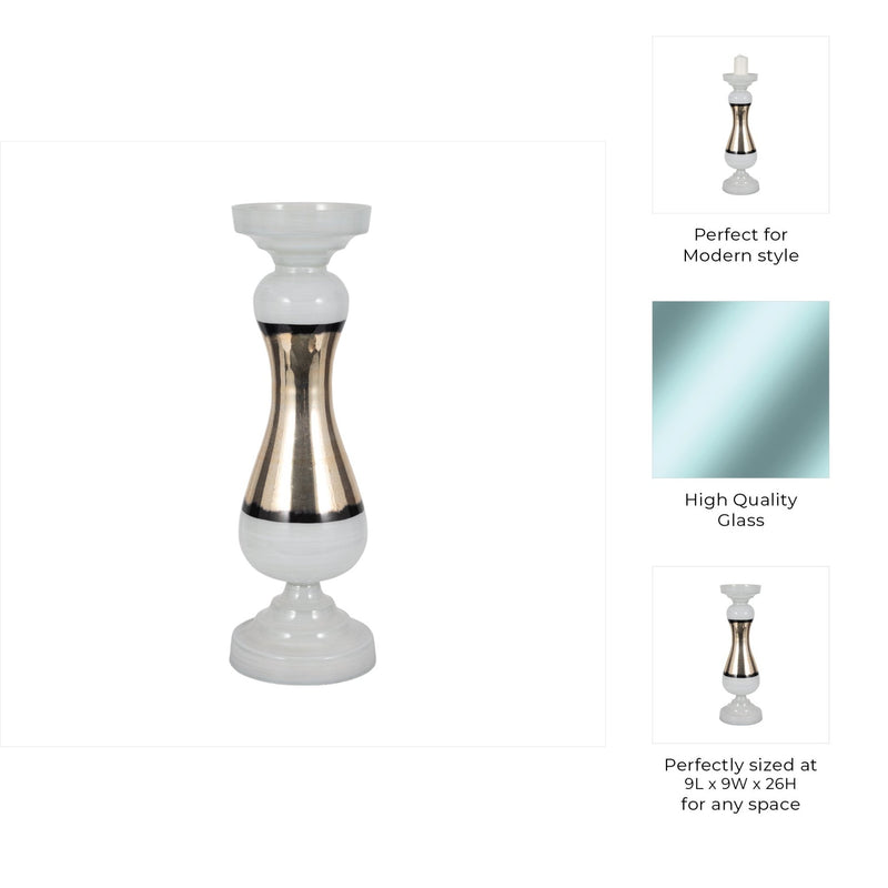 GLASS, CANDLE HOLDER, WHITE - Al Rugaib Furniture