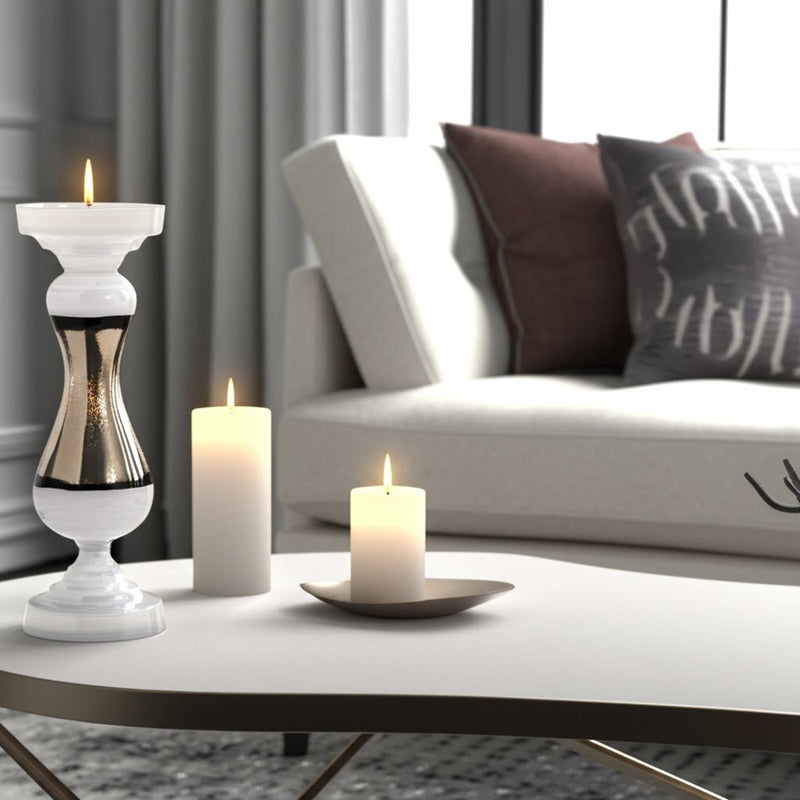 GLASS, CANDLE HOLDER, WHITE - Al Rugaib Furniture