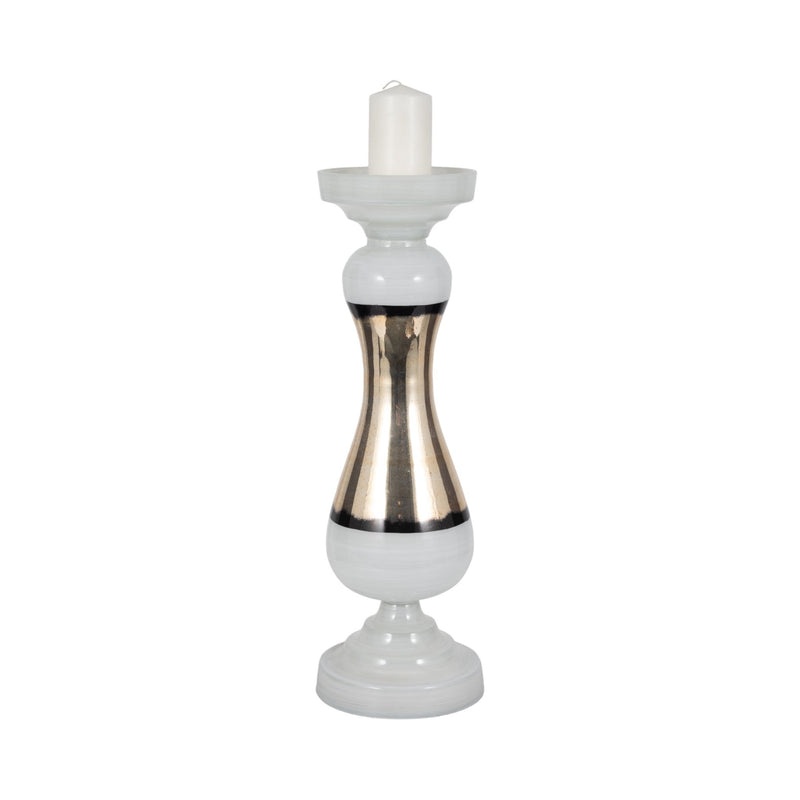GLASS, CANDLE HOLDER, WHITE - Al Rugaib Furniture