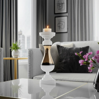GLASS, CANDLE HOLDER, WHITE - Al Rugaib Furniture