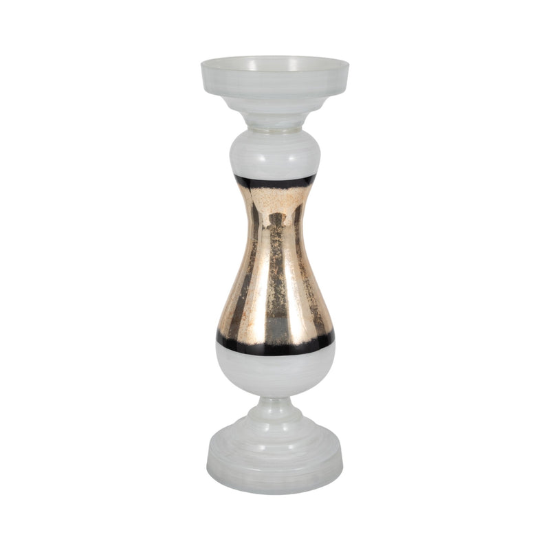 GLASS, CANDLE HOLDER, WHITE - Al Rugaib Furniture