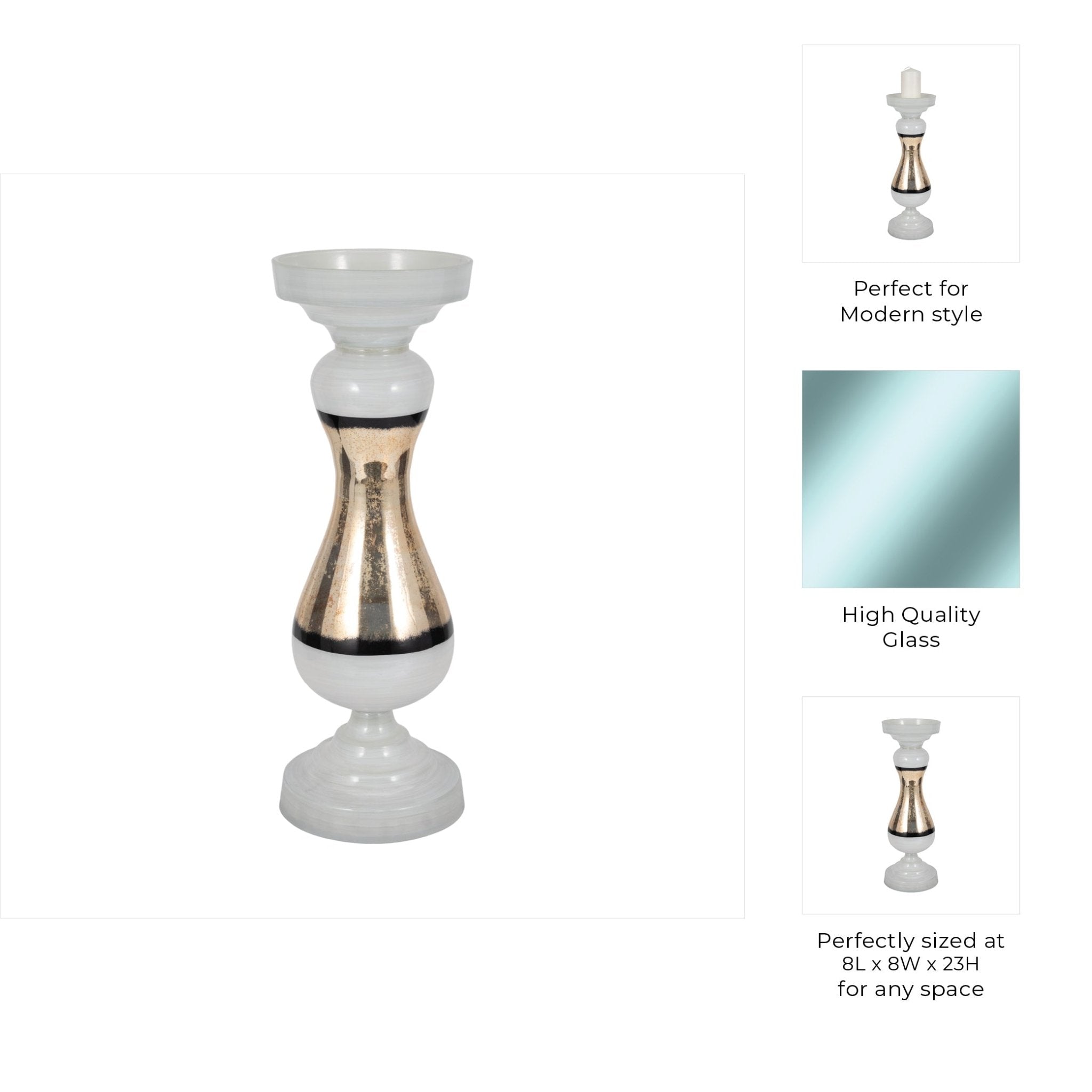 GLASS, 23" CANDLE HOLDER, WHITE Candle Holders| Sagebrook Home