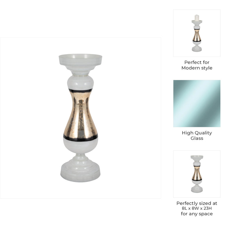 GLASS, CANDLE HOLDER, WHITE - Al Rugaib Furniture