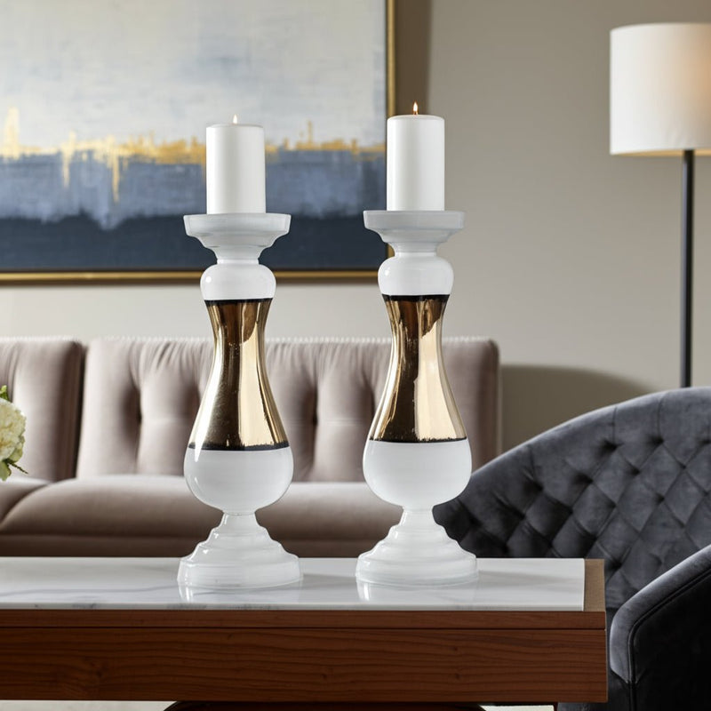 GLASS, CANDLE HOLDER, WHITE - Al Rugaib Furniture