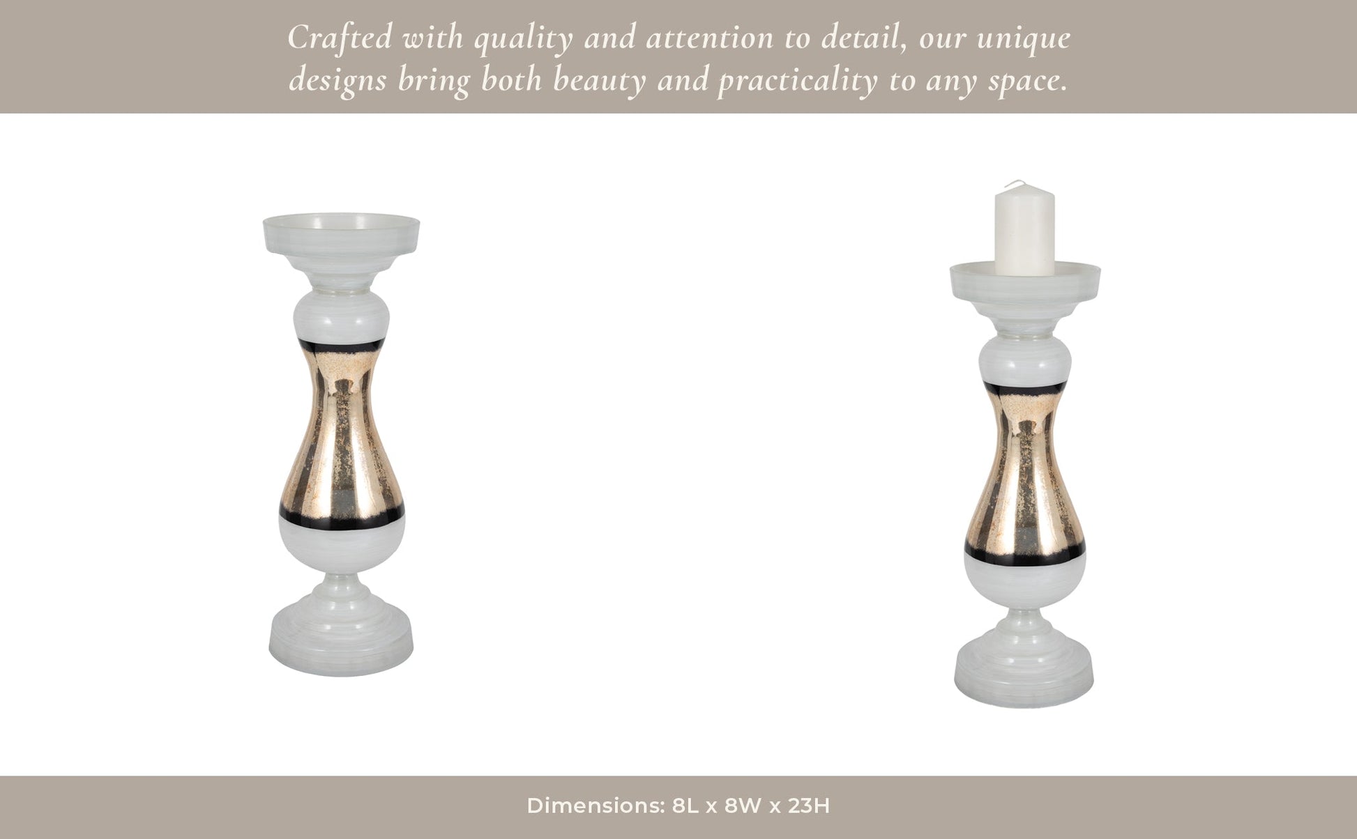 GLASS, 23" CANDLE HOLDER, WHITE Candle Holders| Sagebrook Home