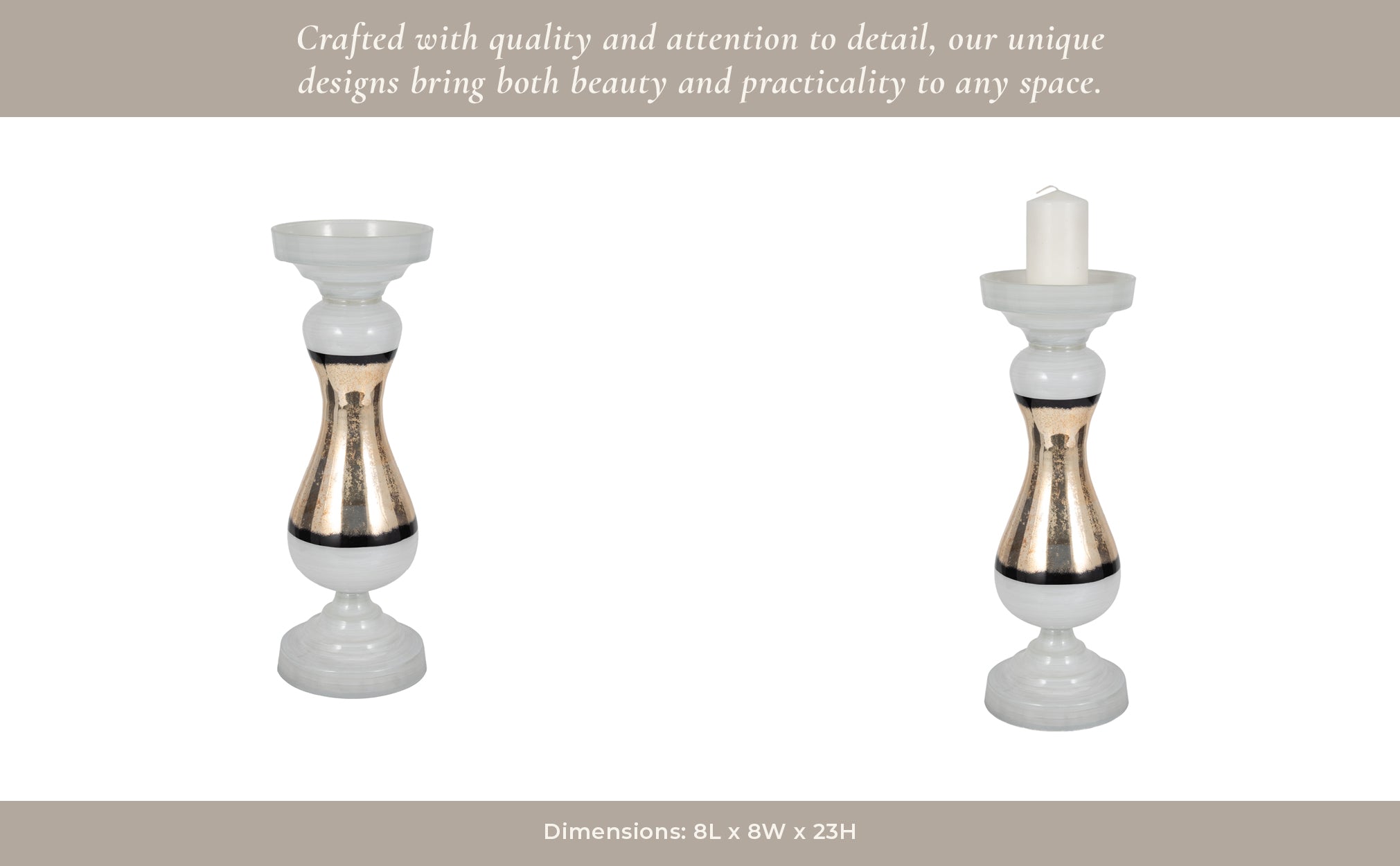 GLASS, 23" CANDLE HOLDER, WHITE Candle Holders| Sagebrook Home