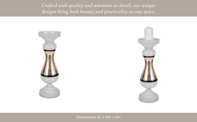 GLASS, CANDLE HOLDER, WHITE - Al Rugaib Furniture