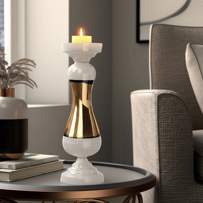 GLASS, CANDLE HOLDER, WHITE - Al Rugaib Furniture