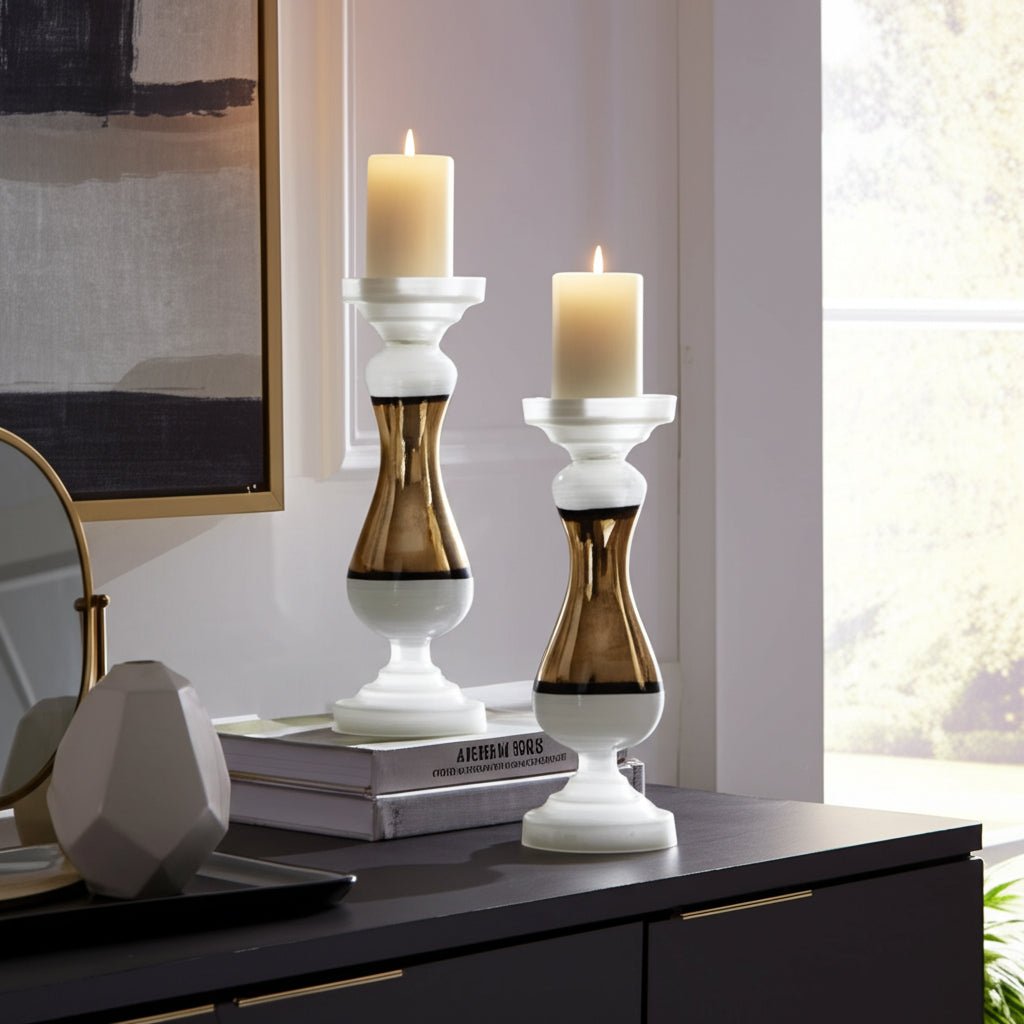 GLASS, 23" CANDLE HOLDER, WHITE Candle Holders| Sagebrook Home