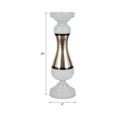 GLASS, CANDLE HOLDER, WHITE - Al Rugaib Furniture