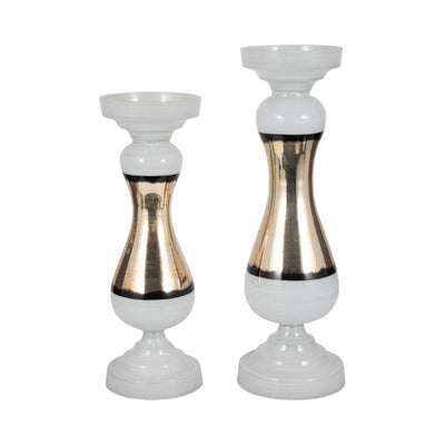 GLASS, CANDLE HOLDER, WHITE - Al Rugaib Furniture