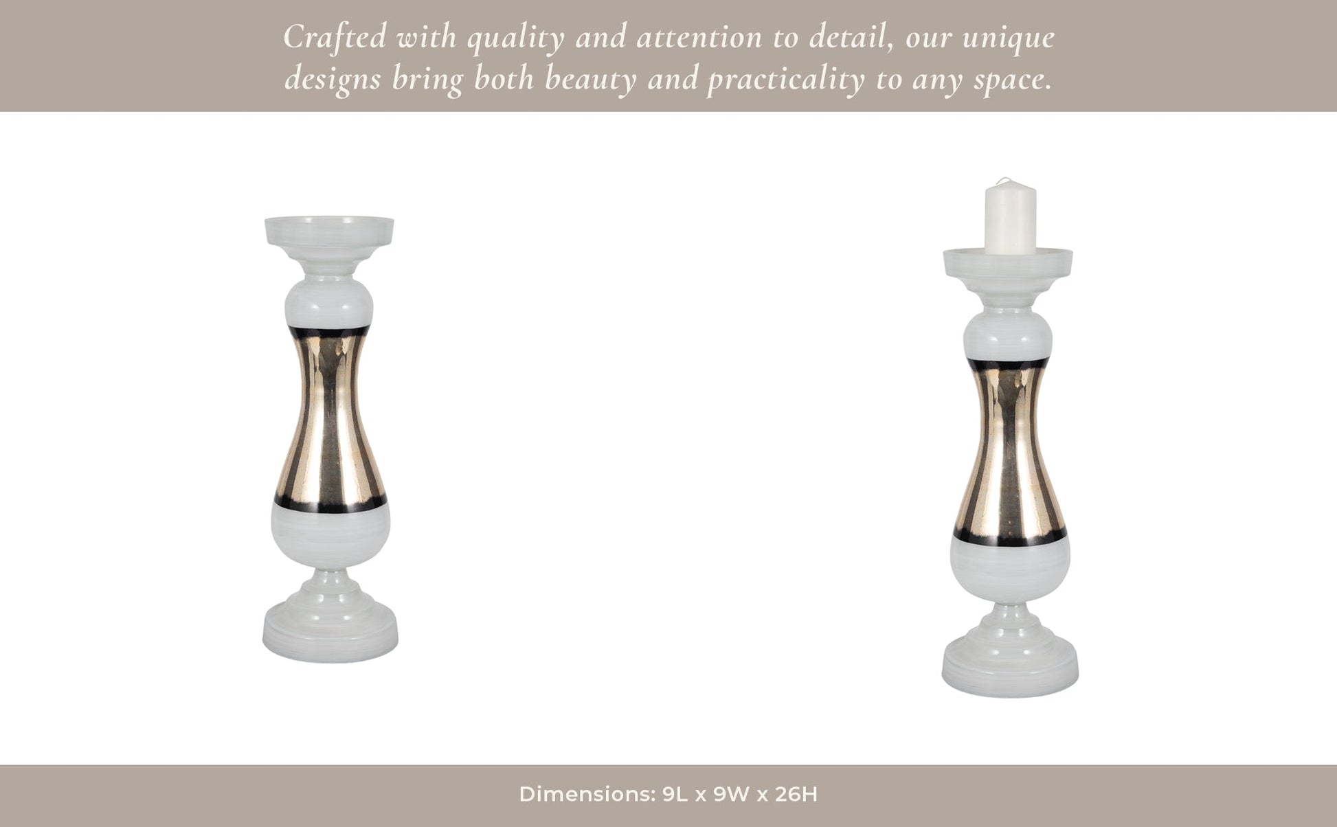 GLASS, 23" CANDLE HOLDER, WHITE Candle Holders| Sagebrook Home