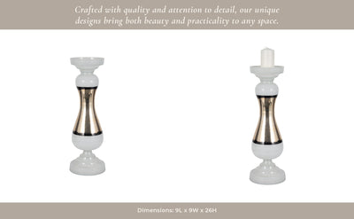 GLASS, CANDLE HOLDER, WHITE - Al Rugaib Furniture