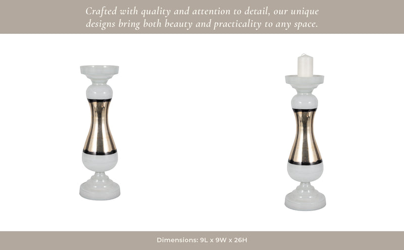 GLASS, CANDLE HOLDER, WHITE - Al Rugaib Furniture