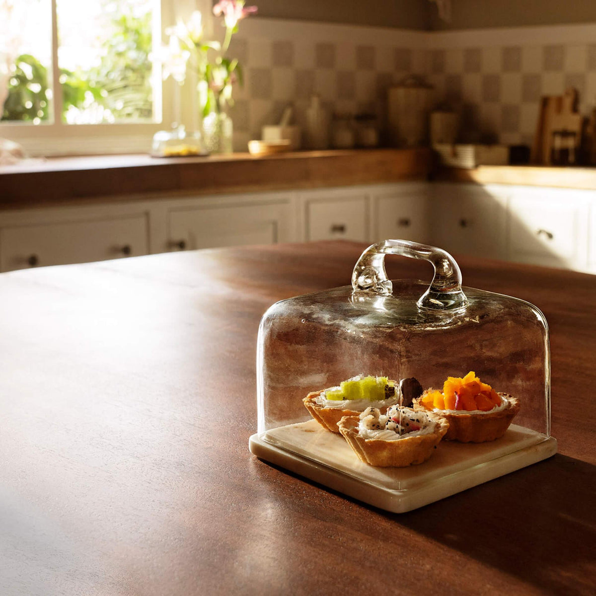 Glass Cloche With Marble Base Square Tray| Roots Furniture