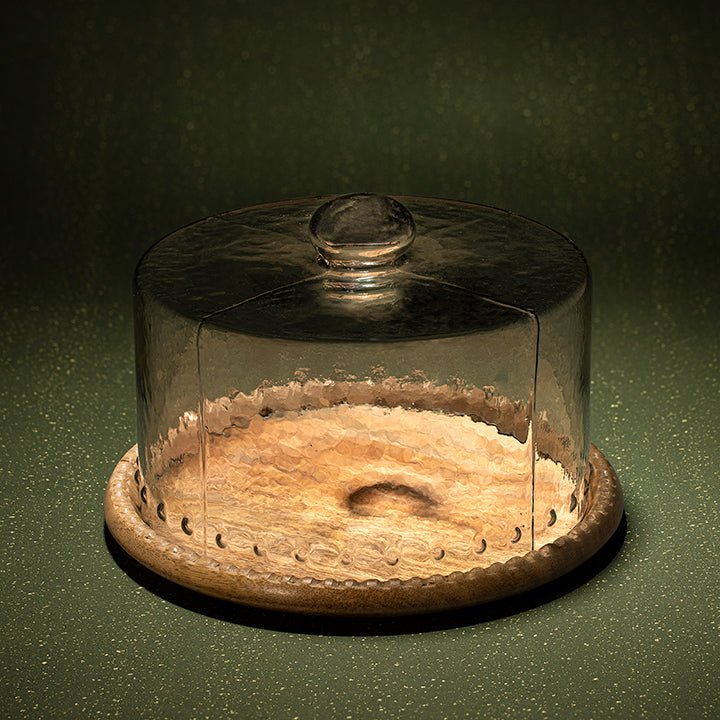 glass cloche with scallop wooden base Tray| Roots Furniture