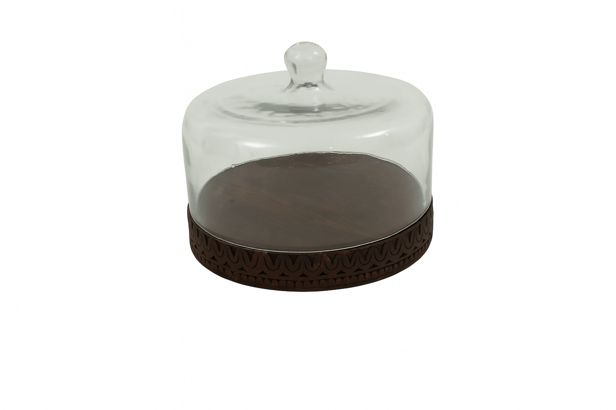 GLASS CLOCHE W/WDN BASE Tray| Roots Furniture