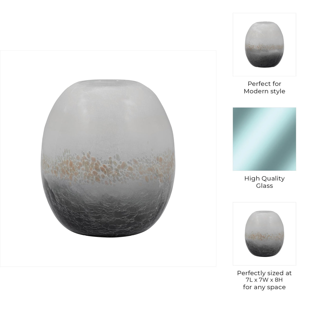 GLASS, 11" CRACKLE VASE, MULTI Vases and Jars| Sagebrook Home