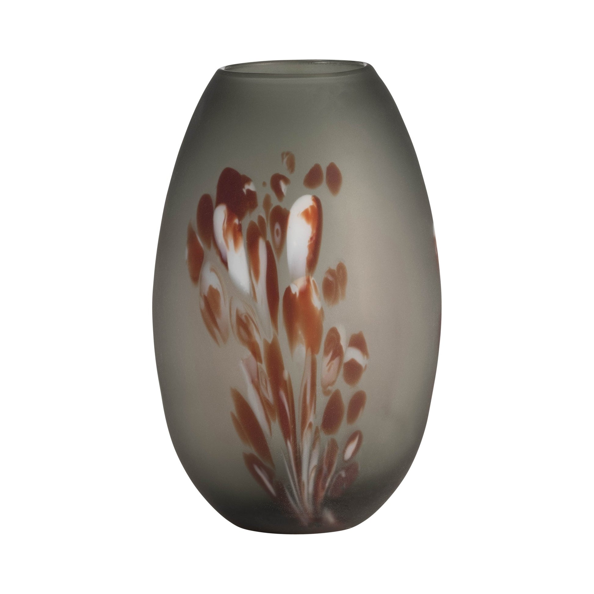 GLASS, FROSTED VASE WITH RED DETAIL-GRAY Vases and Jars| Sagebrook Home