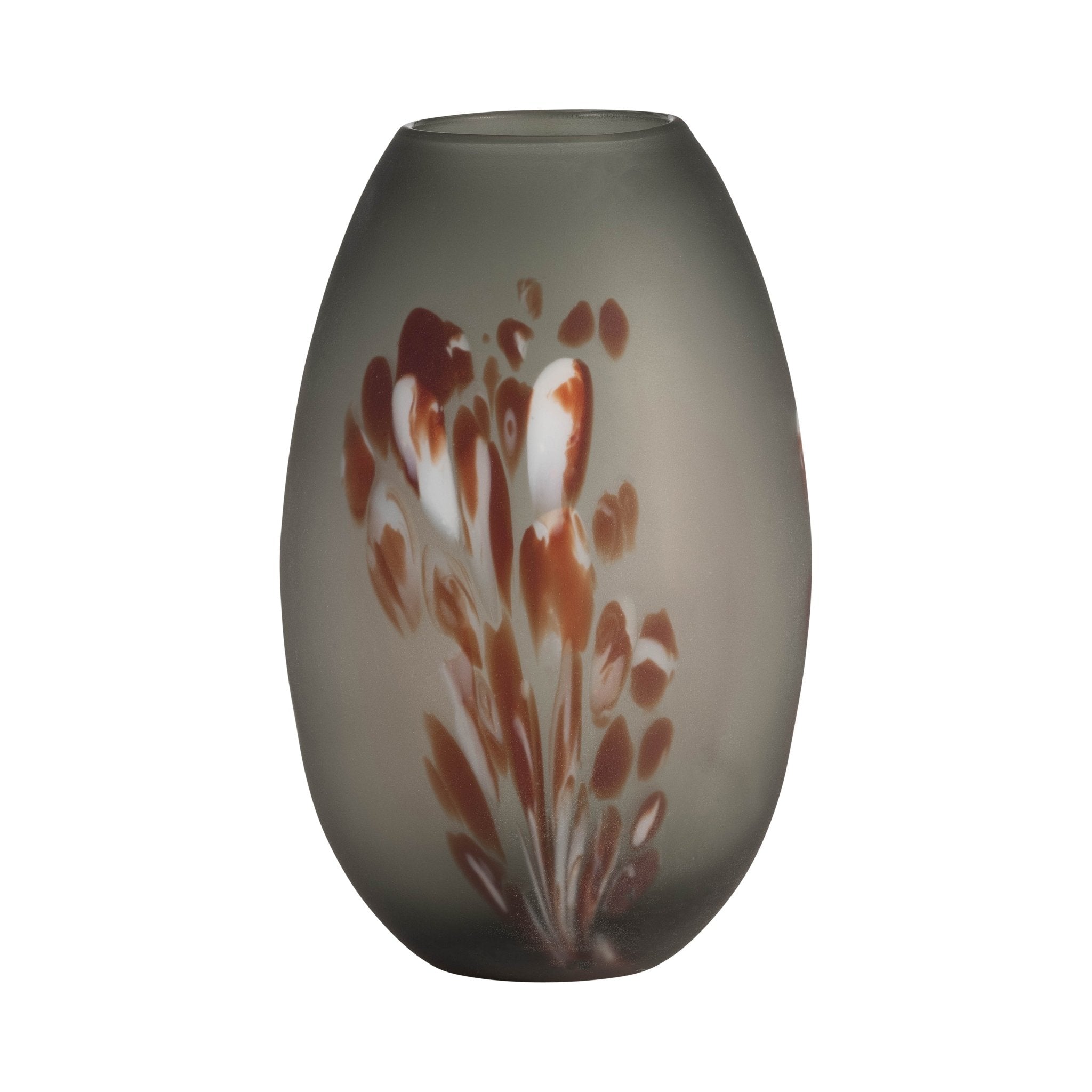 GLASS, FROSTED VASE WITH RED DETAIL-GRAY Vases and Jars| Sagebrook Home