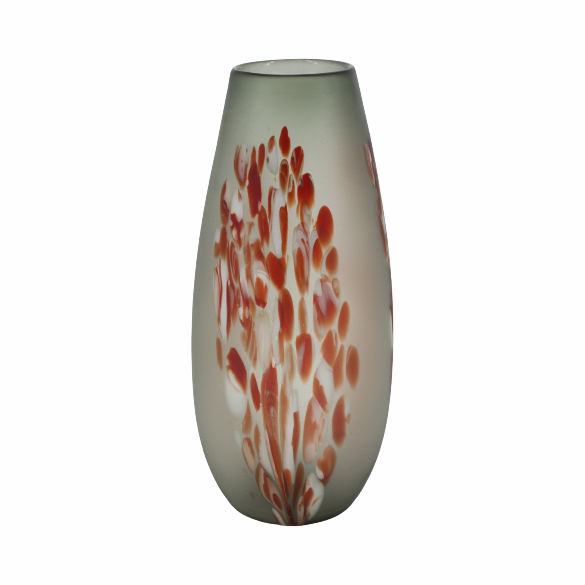 GLASS, FROSTED VASE WITH RED DETAIL-GRAY Vases and Jars| Sagebrook Home